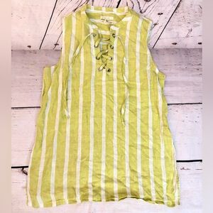 Christian Siriano Med linen tie up top